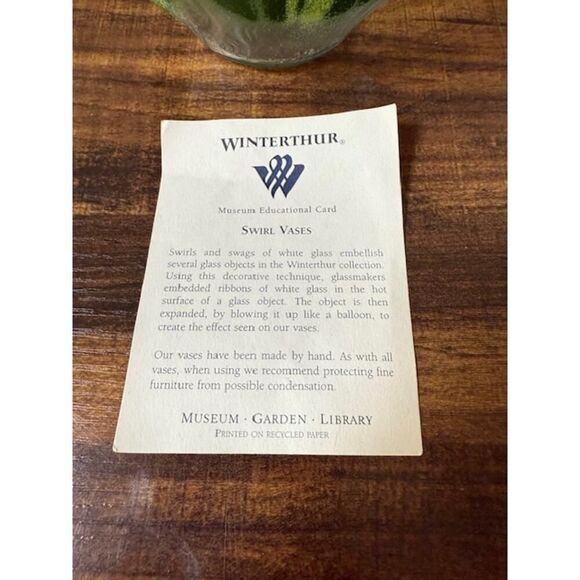 Pink Rose Tulips Handkerchief Vase Winterthur Museum Green 7" - Picture 5 of 8